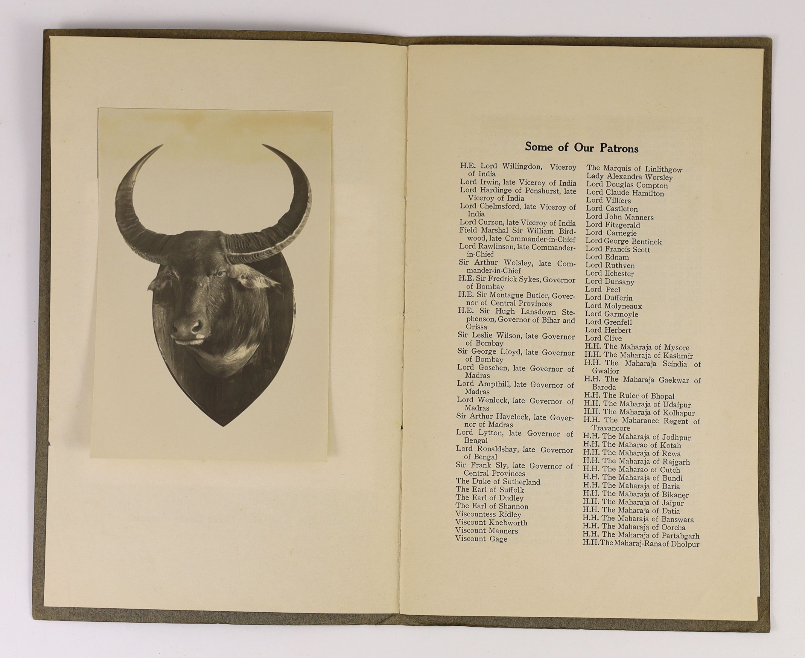 Van Ingen [Joubert] & van Ingen [Botha]. The Artistic Treatment of Shikar Trophies [By] van Ingen & van Ingen Artists in Taxidermy Mysore, S. India. Printed at the Wesleyan Mission Press, Mysore City, 1931. Original colo